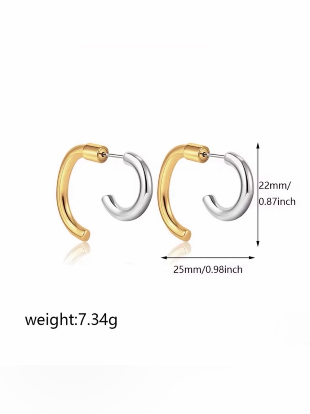 NEW Earrings Front Back Two Tone Gold Silver Demarson Luna Mini STYLE AP26